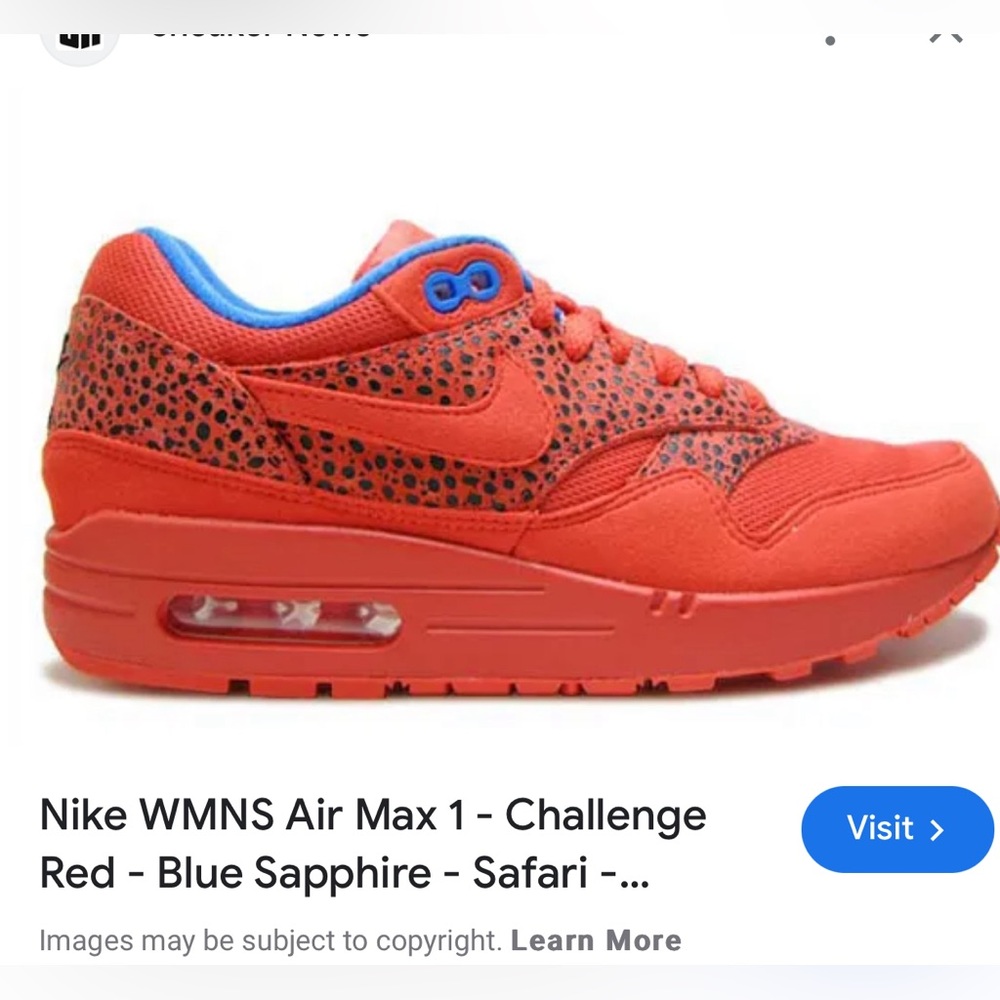 Red leopard women Nike AirMax tennis shoes